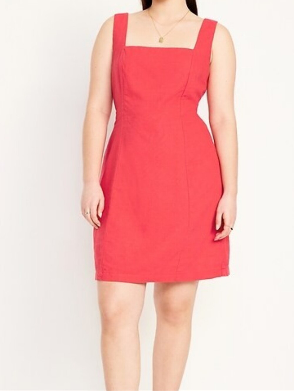 Old Navy Chrryton Red Square Neck Linen Blend Classic Sleeveless Dress XL